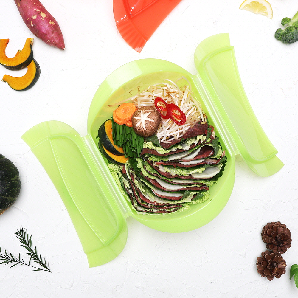 아이다 이지 실리콘 전자레인지 만능 찜기 24cm, 그린 - 상품 이미지