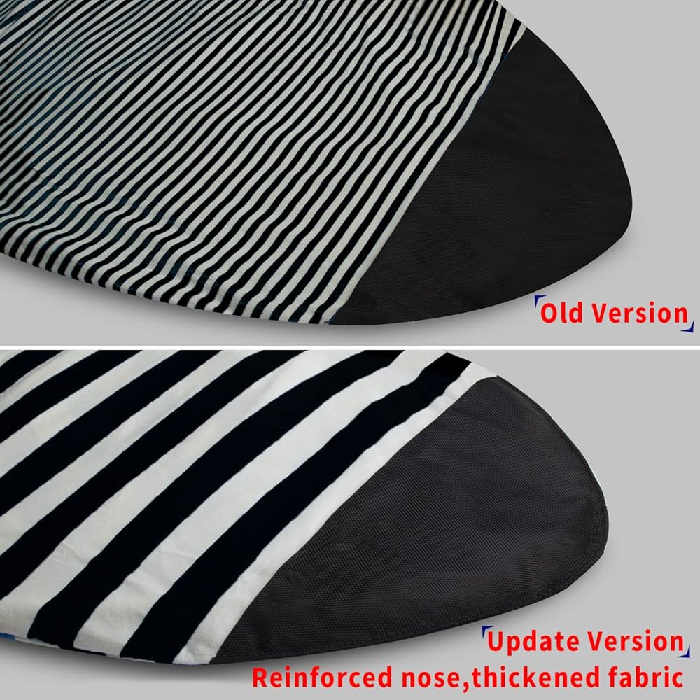 UCEDER 서프보드 양말 커버, 자외선 차단을 위한 경량 스트레치 보드 백, 여행 및 운송에 적합한 접이식 서핑보드 슬리브 (블랙 앤 화이트, 182.9cm(6피트 10인치)) - 상세 이미지 3