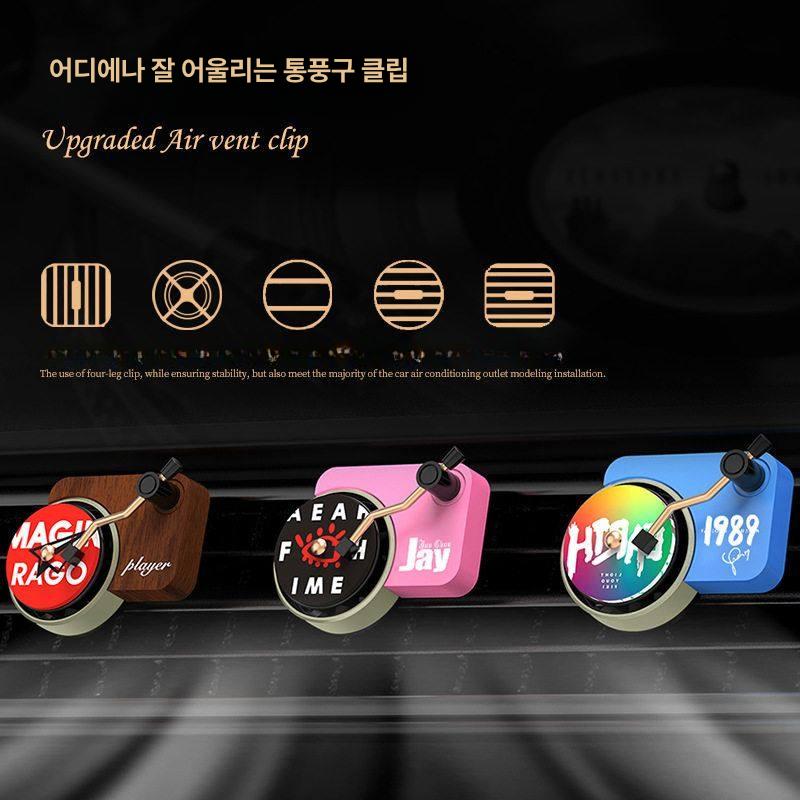 차량용 에어컨 향기 레코드 테일러 스타일 실내 방향제 내추럴우드브라운+디스크방향제 랜덤 3개 - 상세 이미지 3