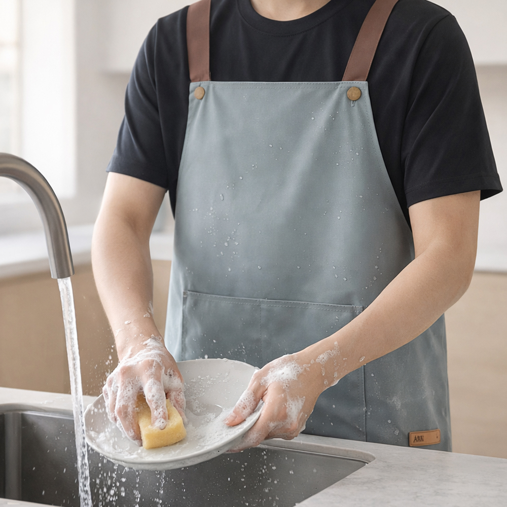 H형 방수앞치마 어린이집 보육교사 카페 미용실 미술 앞치마 블랙, 기본