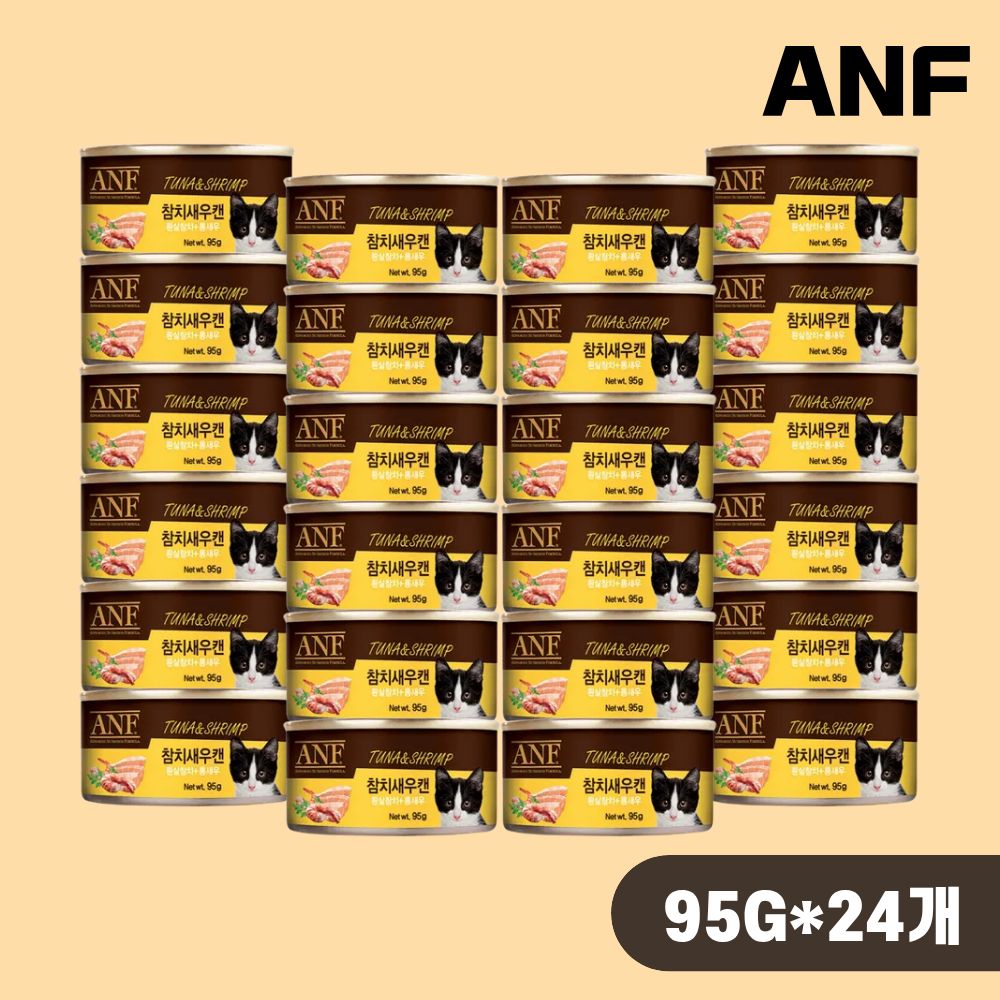 [수분보충] ANF 캔 고양이 습식캔 간식 참치새우, 95g, 24개