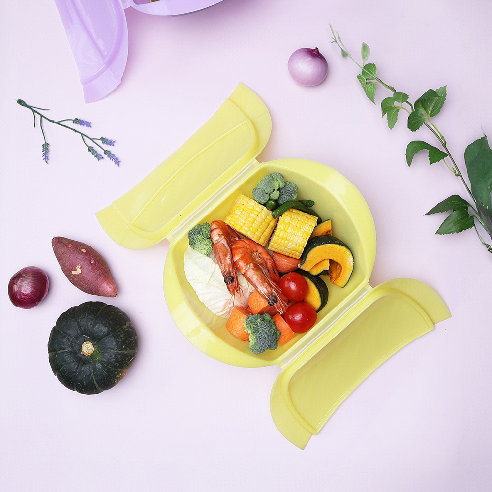 아이다 이지 실리콘 전자레인지 만능 찜기 24cm, 옐로우 - 상품 이미지