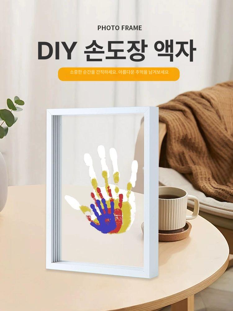 손바닥 액자 핸드프린트 가족 diy 친구 추억 손도장 화이트 액자+잉크+브러시+못 - 상세 이미지 2