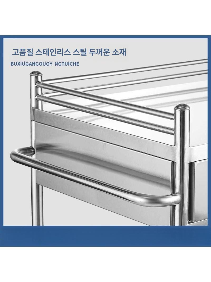 병원트롤리 드레싱 카트 스테인리스 서랍형 무빙 이동식 서랍 없는 2단 430 중형 66 x 44x86cm 1x1x1cm - 상세 이미지 2