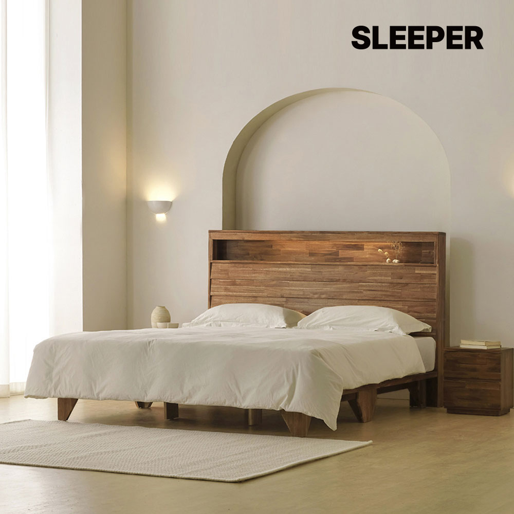 슬립퍼 리버 신혼부부 트윈 원목 호텔 수납형 침대 프레임 LK 라지킹 다리형