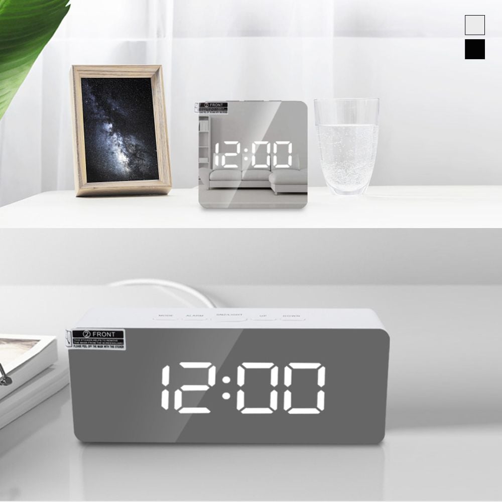 키밍 led탁상시계 스탠드 무소음 탁상용 전자시계 직사각형 화이트
