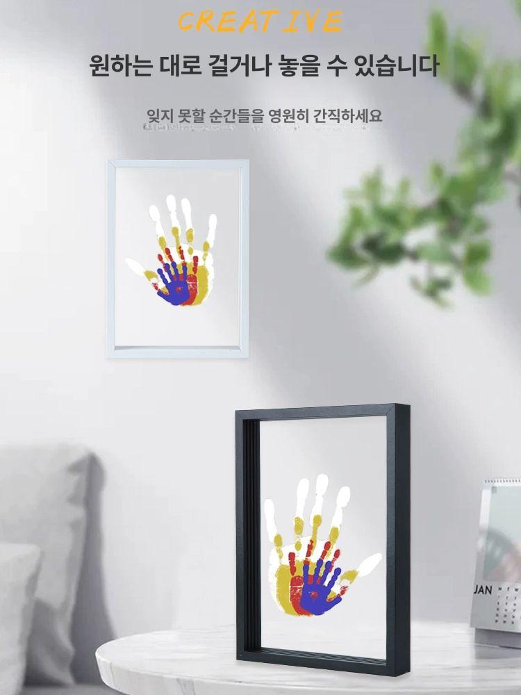 손바닥 액자 핸드프린트 가족 diy 친구 추억 손도장 화이트 액자+잉크+브러시+못 - 상세 이미지 3