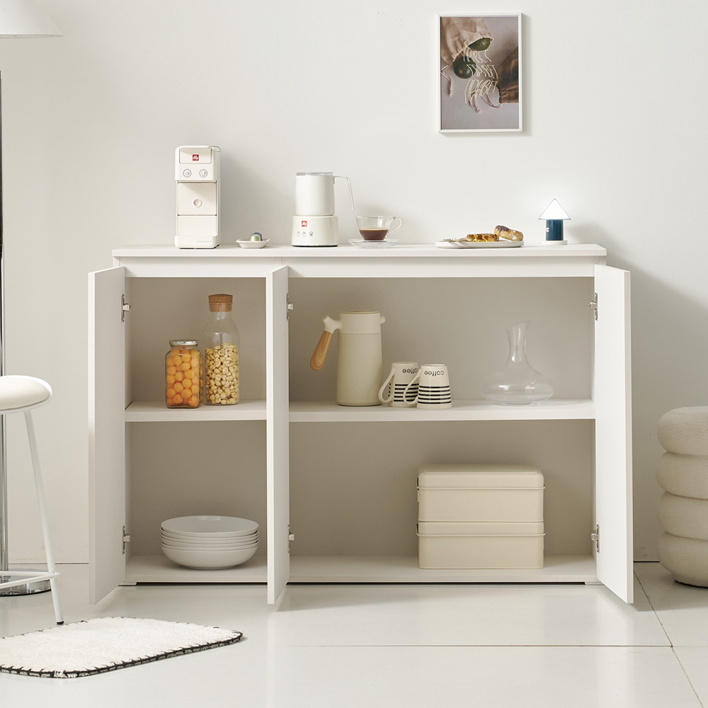 업트 홈카페 주방수납장 맘마존 보조 틈새 커피머신선반 1200x400x800mm, 2단, 화이트