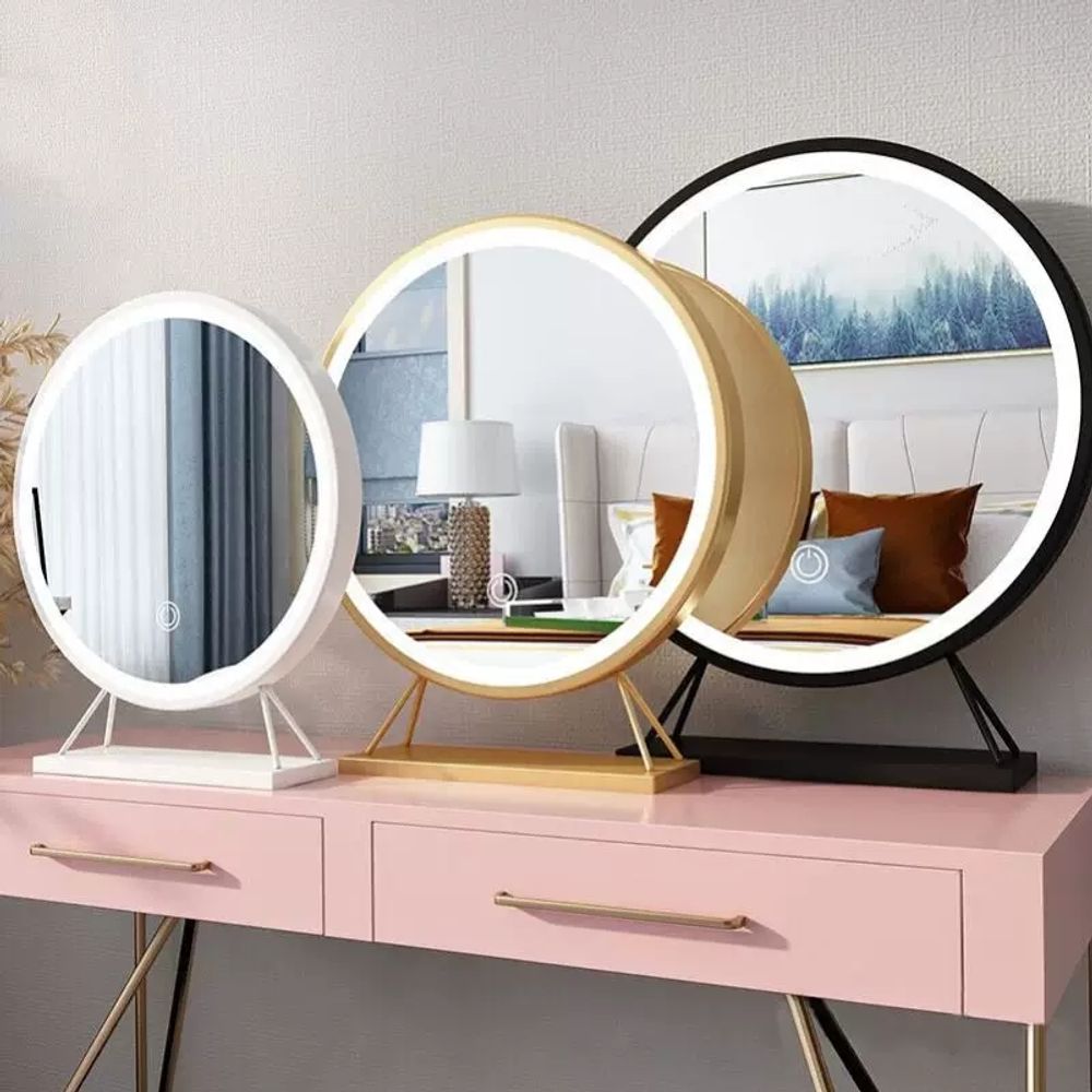 led 화장대 거울 A. 40x30 둥근 모서리 샴페인 골드 두꺼운 방폭Zhongshen - 상세 이미지 3