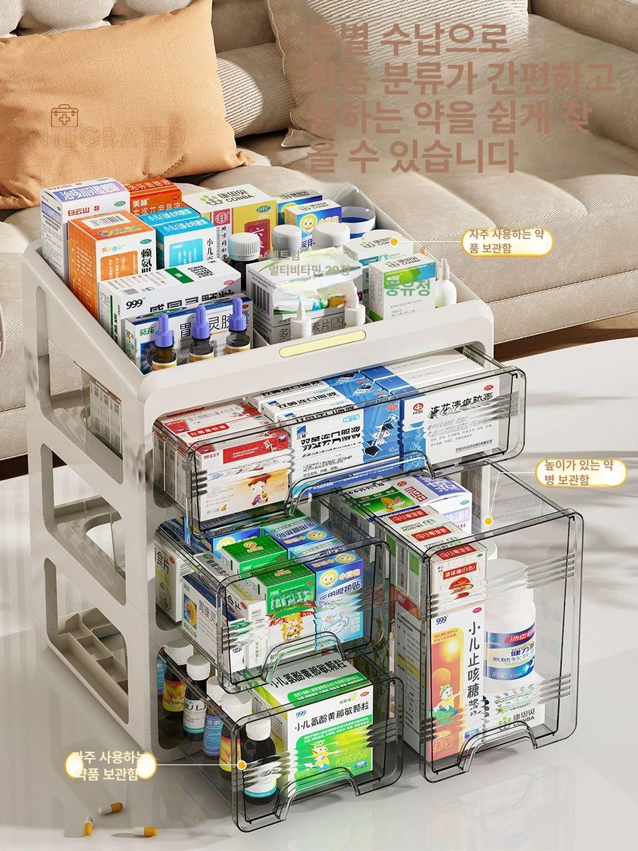 구급약 서랍함 대형 약상자 보관함 파우치 수납함 다용도 서랍형 3단 - 상세 이미지 3