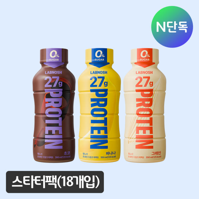 랩노쉬 프로틴 드링크 퍼펙트 350ml 3종 혼합 18개 제로슈거