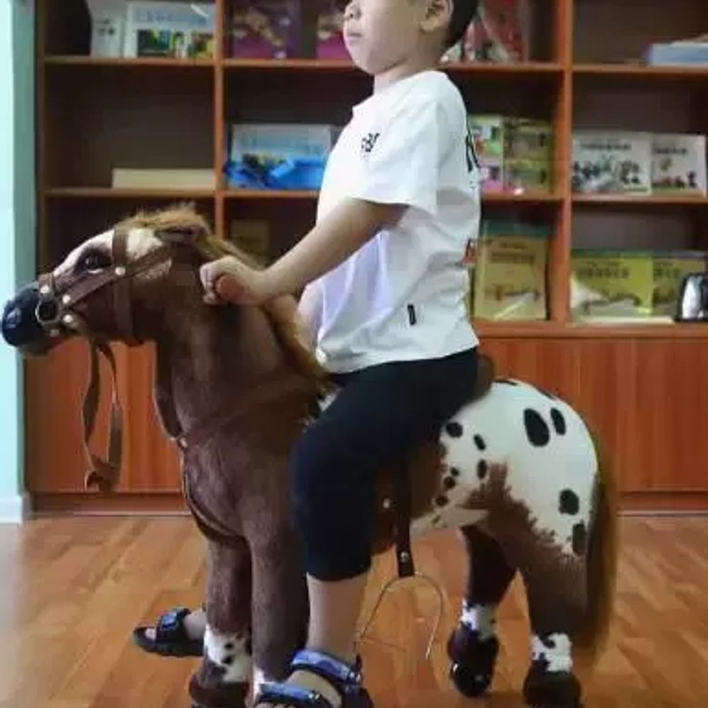 흔들 목마 조랑말 달린 북유럽 바퀴 C. 갈색 바퀴 포함 75cm 200kg까지 지탱 가능 - 상세 이미지 2