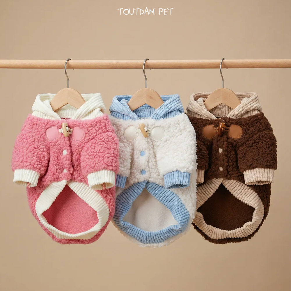 뚜담펫 강아지 후드자켓 후리스 고양이 뽀글이 똑딱이 자켓 - 상세 이미지 5