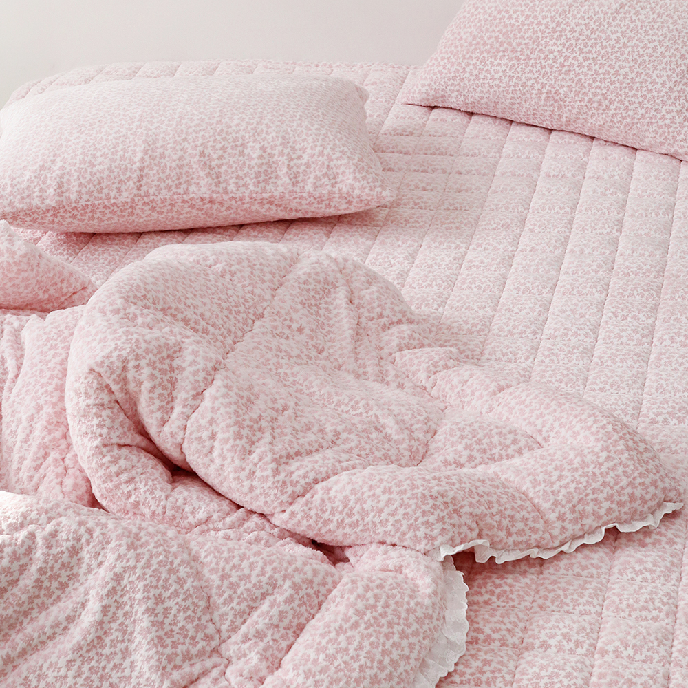 눈꽃 밍크 라셀 극세사 미끄럼방지 고정밴드 따뜻한 겨울 침대패드 Q/K 170x200