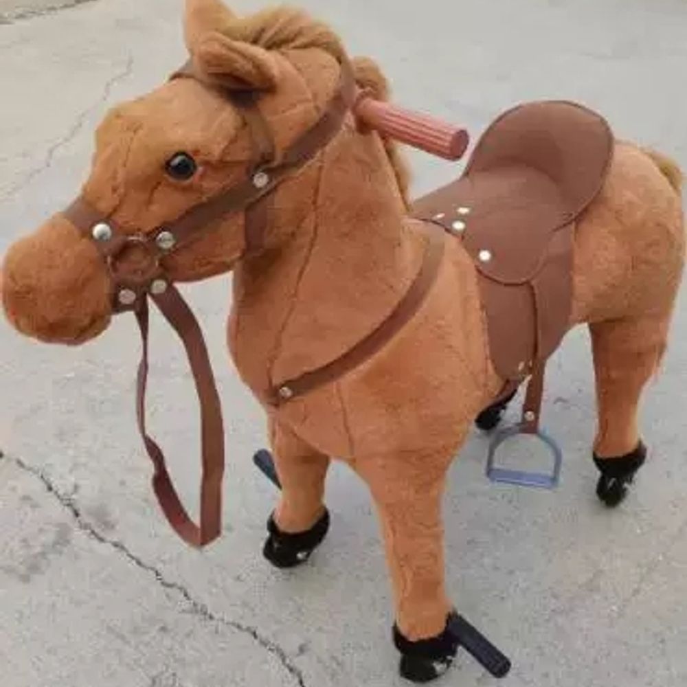 흔들 목마 조랑말 달린 북유럽 바퀴 C. 갈색 바퀴 포함 75cm 200kg까지 지탱 가능 - 상세 이미지 4