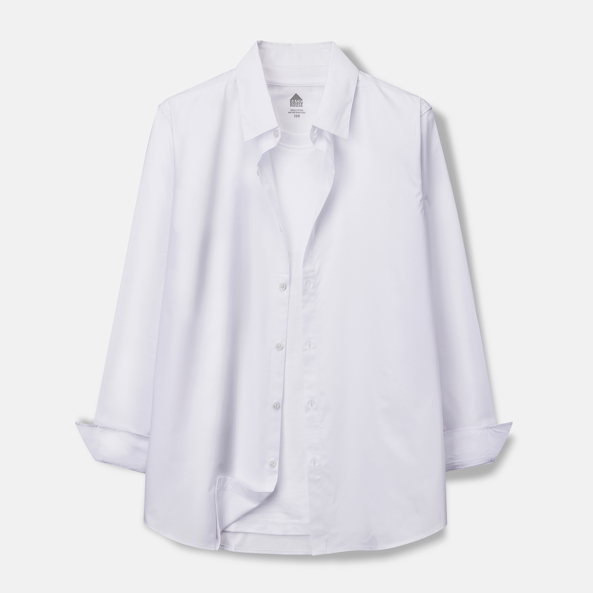 베이직하우스 이지케어 링클프리 레귤러핏 드레스 캐주얼 긴팔 셔츠 제품 이미지