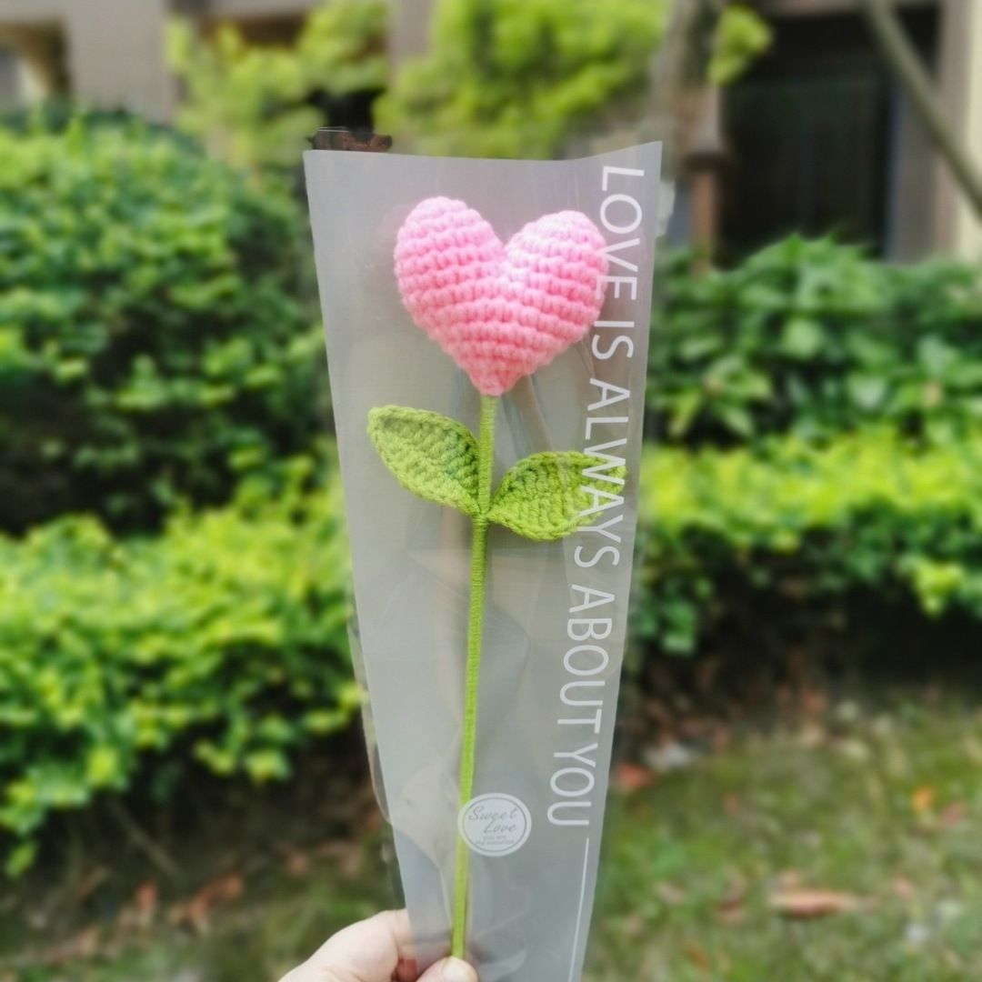 하트 뜨개꽃 실뜨개꽃 니트꽃 뜨개질 핸드메이드 졸업식 어버이날 기념일 시들지않는 꽃 꽃다발 - 상세 이미지 2