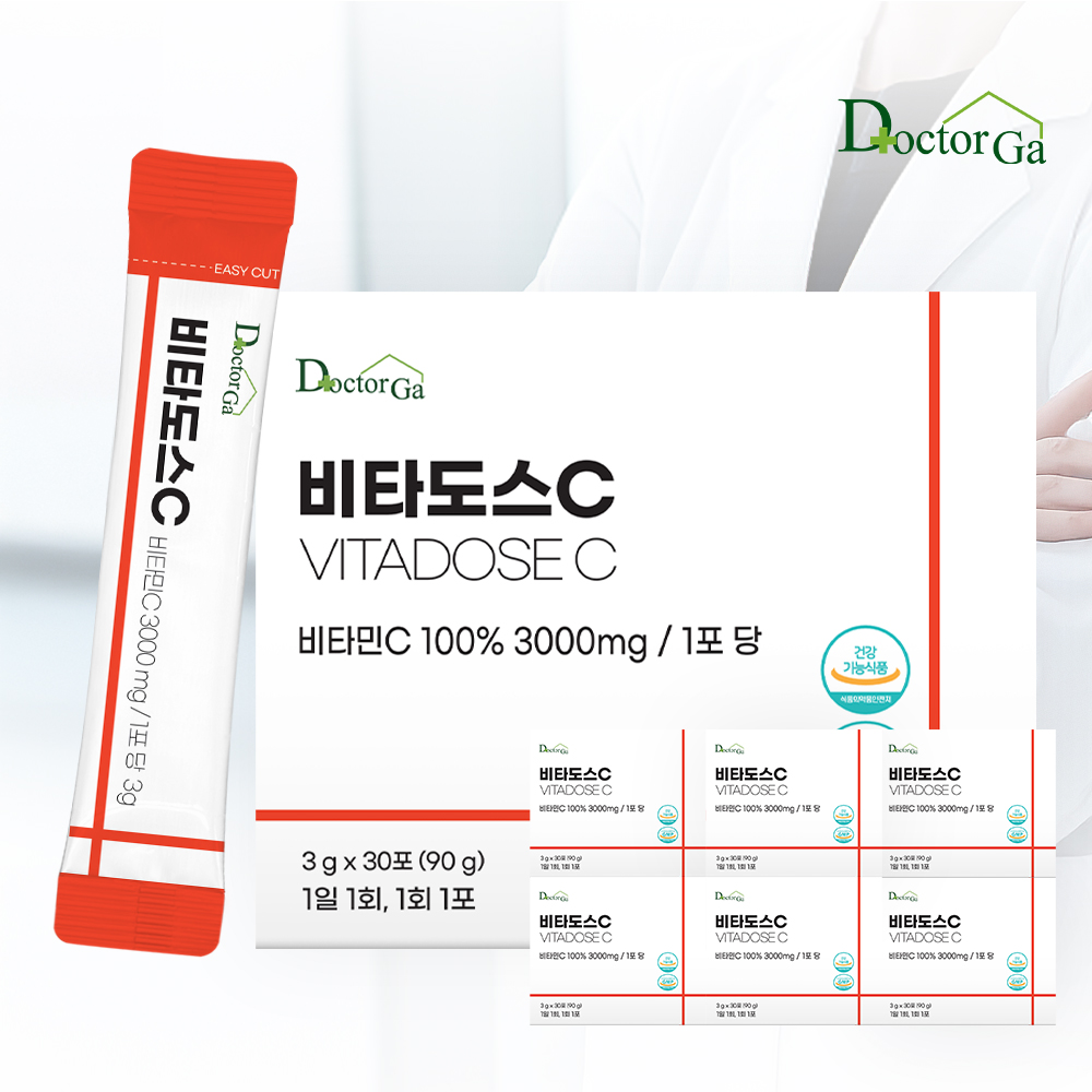 비타도스C 3000 순수 비타민C 고함량 비타민씨 고용량 분말 가루 스틱 30포, 6개 제품 이미지