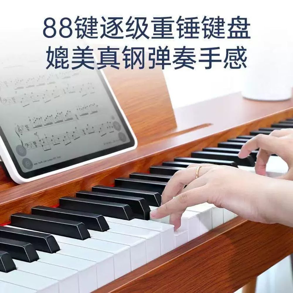 A. 고급스러운 흰색 서랍이 있는 원목 피아노입니다. 88건반 3페달 세트 나무 프레임 및 피아노 의자가 포함되어 있습니다., A. 플러그인 모델 선물 포장 포함 - 상세 이미지 3