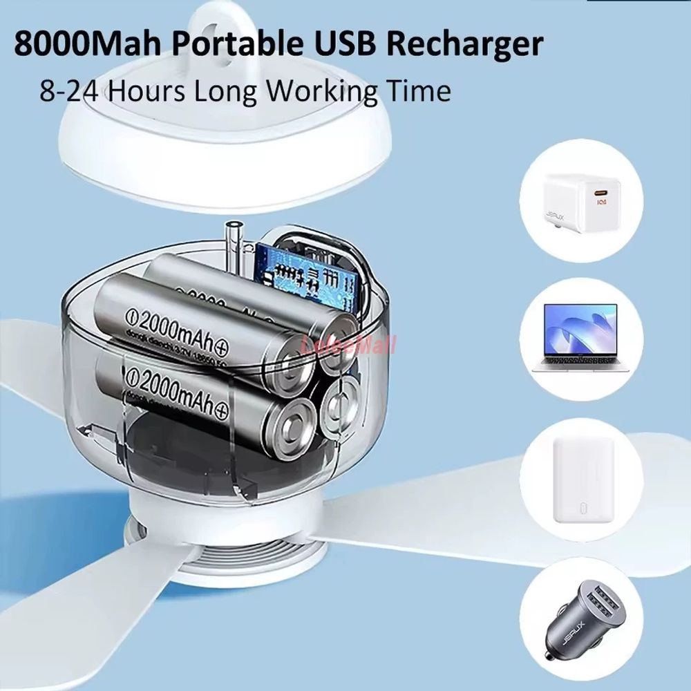 KDATECH 실링팬 캠핑용 충전식 천장형선 A. Battery Version8000mAh - 상세 이미지 5