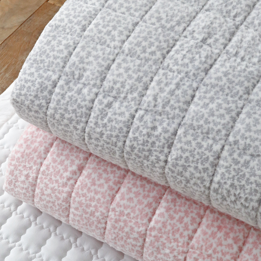 눈꽃 밍크 라셀 극세사 미끄럼방지 고정밴드 따뜻한 겨울 침대패드 Q/K 170x200