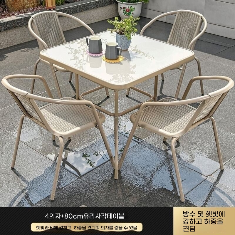 파셀몰 철제야외테이블 커피 카페 식탁 카페용 A. 2 샴페인 의자 80 샴페인 스퀘어 테 - 상품 이미지