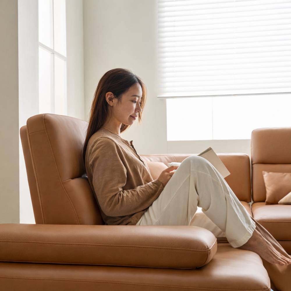 장인가구 도이 스윙소파 등받이조절 프리미엄 탄탄한 비건 레더 3인 가죽 소파