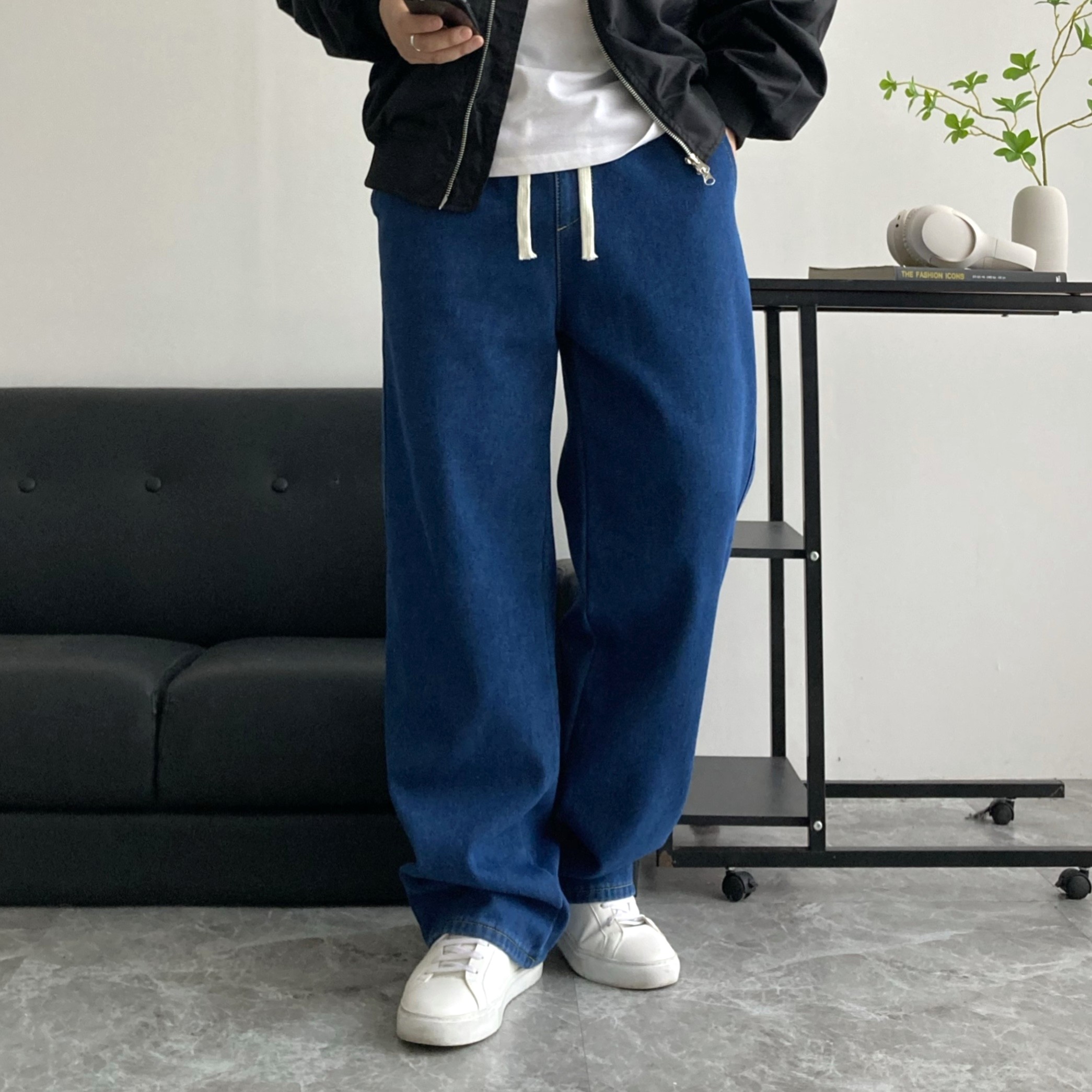 남자청바지 밴딩 일자 세미와이드 데님팬츠 에멜 기모 빅사이즈청바지 S-3XL 제품 이미지