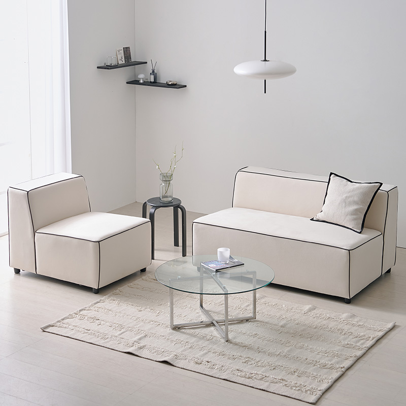 e스마트 코지 아쿠아텍스 패브릭 3인용 블랙라인 쇼파