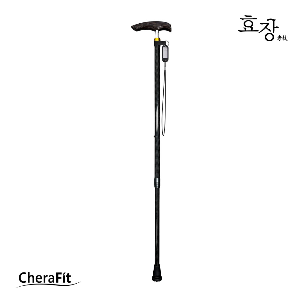 체라핏 효장 가벼운 웬지나무 카본 어르신 지팡이 외발 4발 겸용 상품 이미지