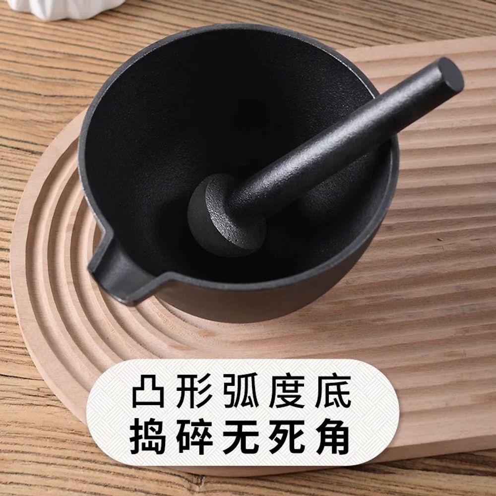파셀몰 무쇠 절구 주철 다지기 마늘 손절구통 미니 주방 깨갈 A. 박격포와 유봉 분쇄망치 - 상세 이미지 4