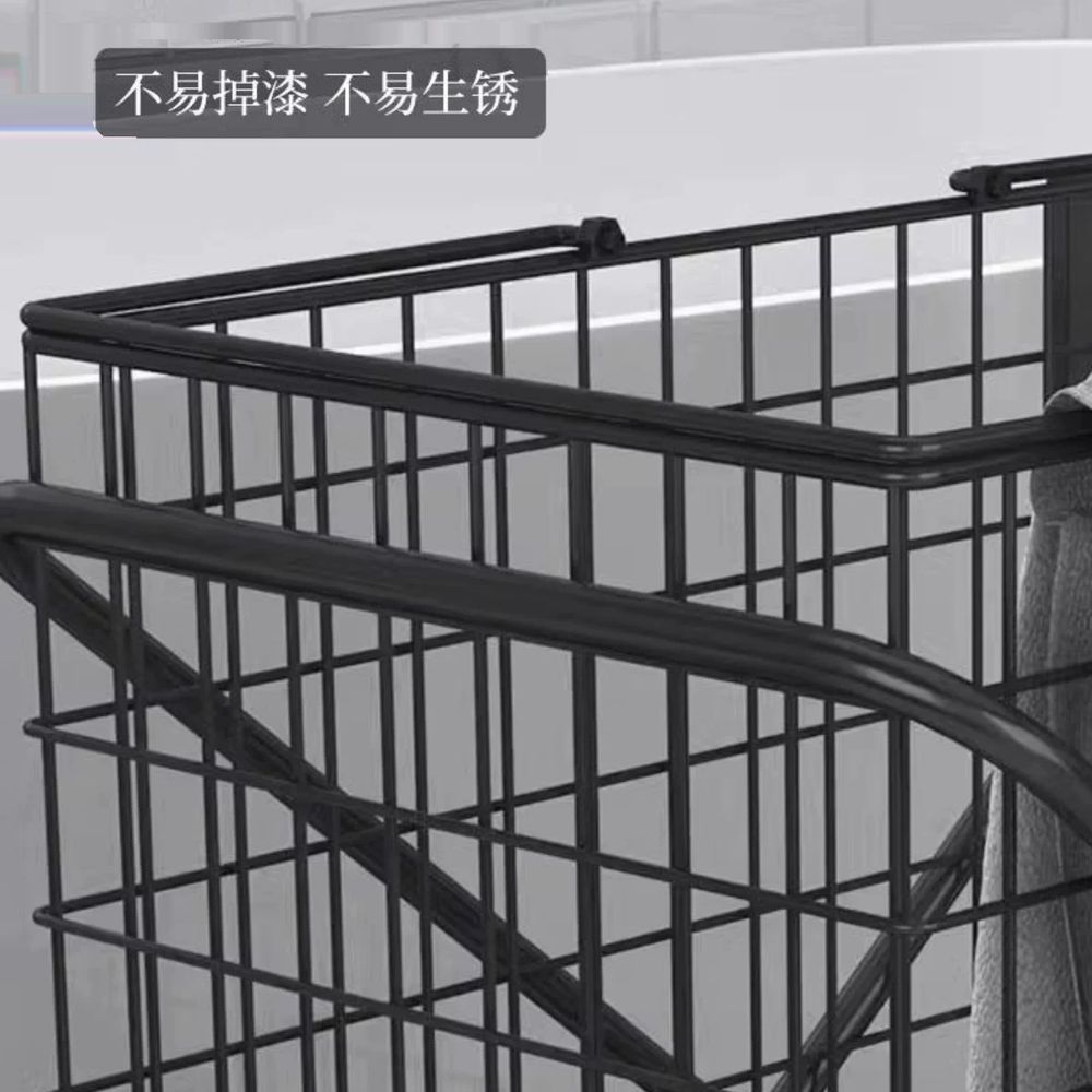 빨래방 카트 대용량 이동식 소형 세탁물 바퀴달린 철제 A. 작은 검은색 593755 - 상세 이미지 5