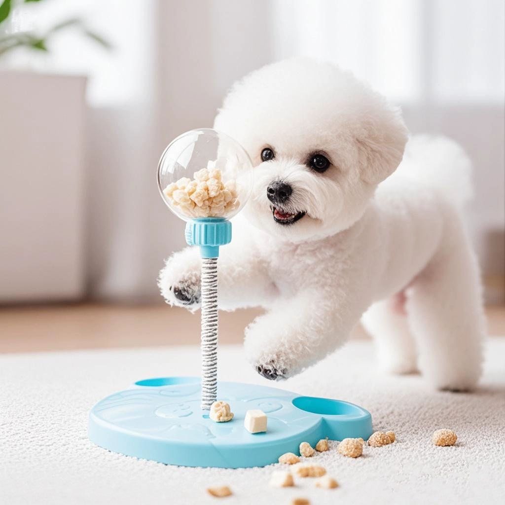 강아지 고양이 자동 흔들림 사료 공 스트레스 해소 장난감 블루흔들리는 - 상세 이미지 2