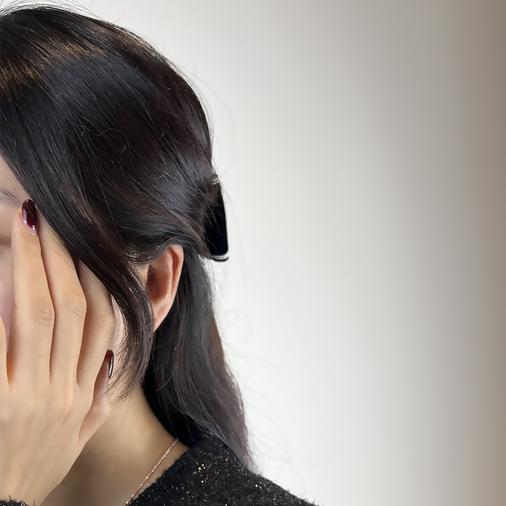 리본 클래식 자동핀 올림머리 반묶음 데일리 머리 명품 머리핀 - 상세 이미지 3