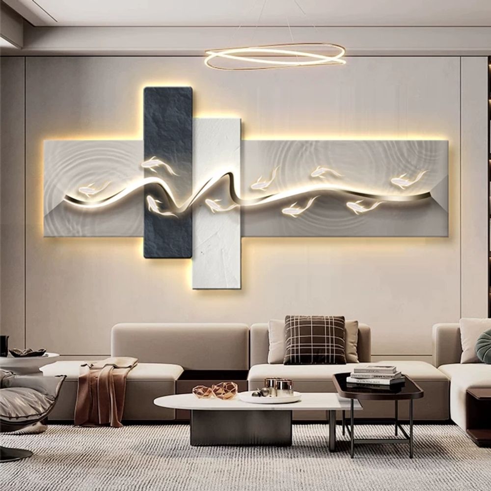 A. 폭 90cm 3D 입체 프레임리스 패널 그림, A. LED 조명  모바일 충전리모컨 스위치, A. 금빛 꿈3, A. 거울처럼 매끄러운 긁힘 방지 마감 처리  정밀 조각 공정 - 상세 이미지 5