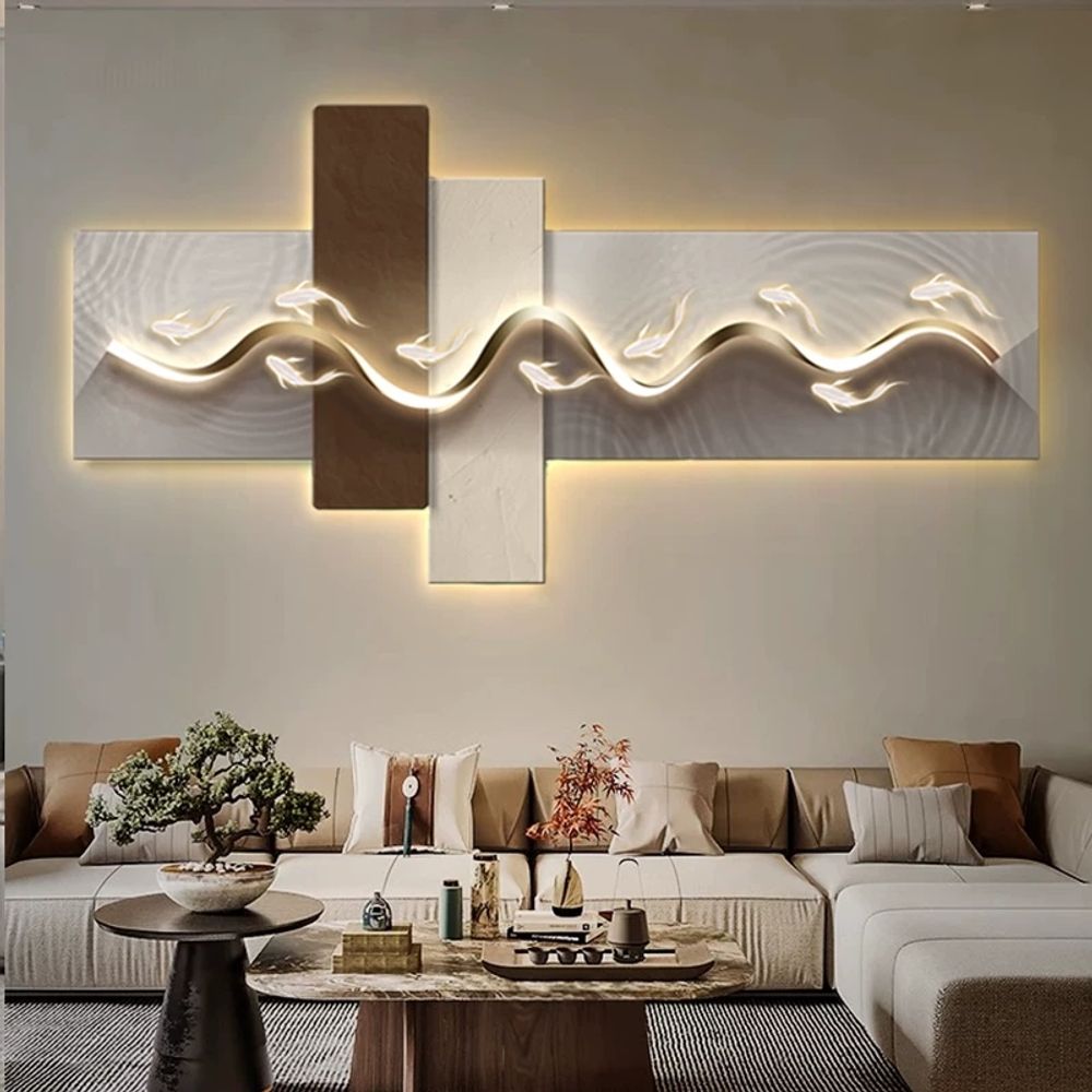 A. 폭 90cm 3D 입체 프레임리스 패널 그림, A. LED 조명  모바일 충전리모컨 스위치, A. 금빛 꿈3, A. 거울처럼 매끄러운 긁힘 방지 마감 처리  정밀 조각 공정 - 상세 이미지 3