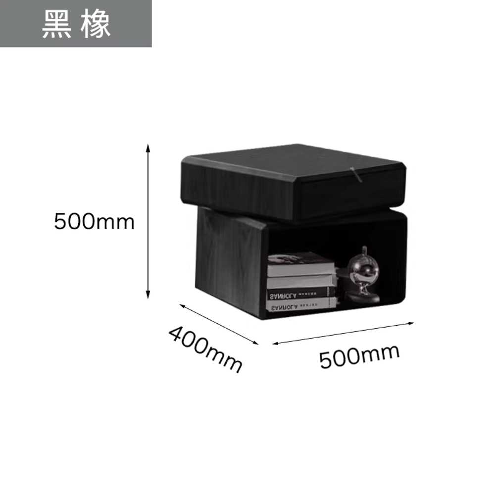 원목 협탁 회전 엔틱 인테리어 디자인 소파 수납장 블랙 오크 1단 서랍 50x40x50cm - 상세 이미지 5