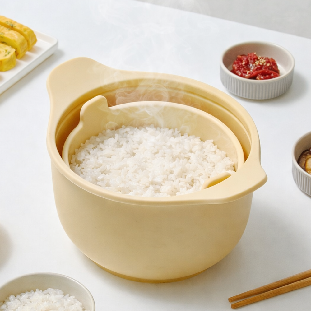 실리프랑 저당밥솥 저당질 다이어트 전자레인지찜기 캠핑밥솥 자취생 밥통 버터옐로우 1P