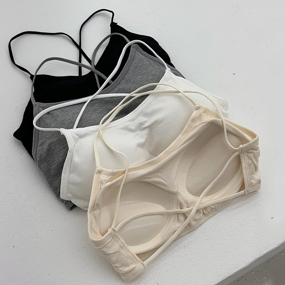 핑크앤다이아 볼륨선택 패드일체형 스트링 볼륨브라 노와이어 브라렛 스포츠 브라탑 뽕브라 - 상품 이미지