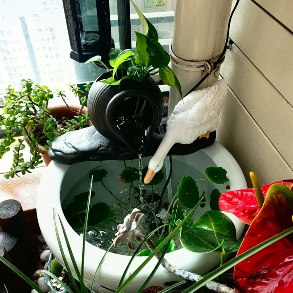 파셀몰 인형 오리 홈 연못 정원 E. 작은 흰 오리 쪼그리고 앉은 흰 오리로 물을 마신다 - 상세 이미지 3