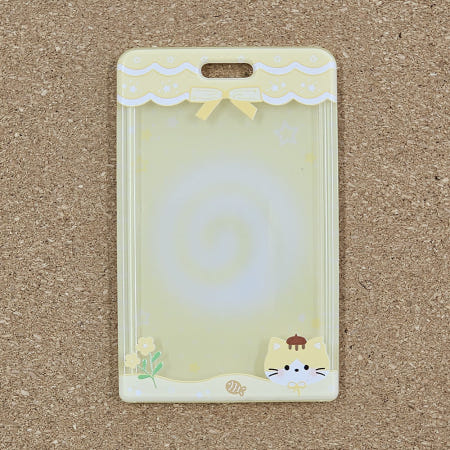 상큼한 레몬 옐로우 치즈 냥이 리본 포카홀더 학생증 케이스