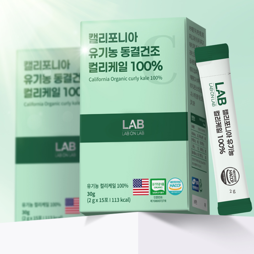 랩온랩 유기농 동결건조 컬리케일 100% 2g 15포, 3개 - 상품 이미지