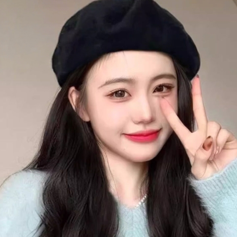 여성 가발 머리 모자 탈부착 웨이브 긴머리 겨울 패션 통가발 인모 여자 달린 베레모 예쁜 - 상품 이미지