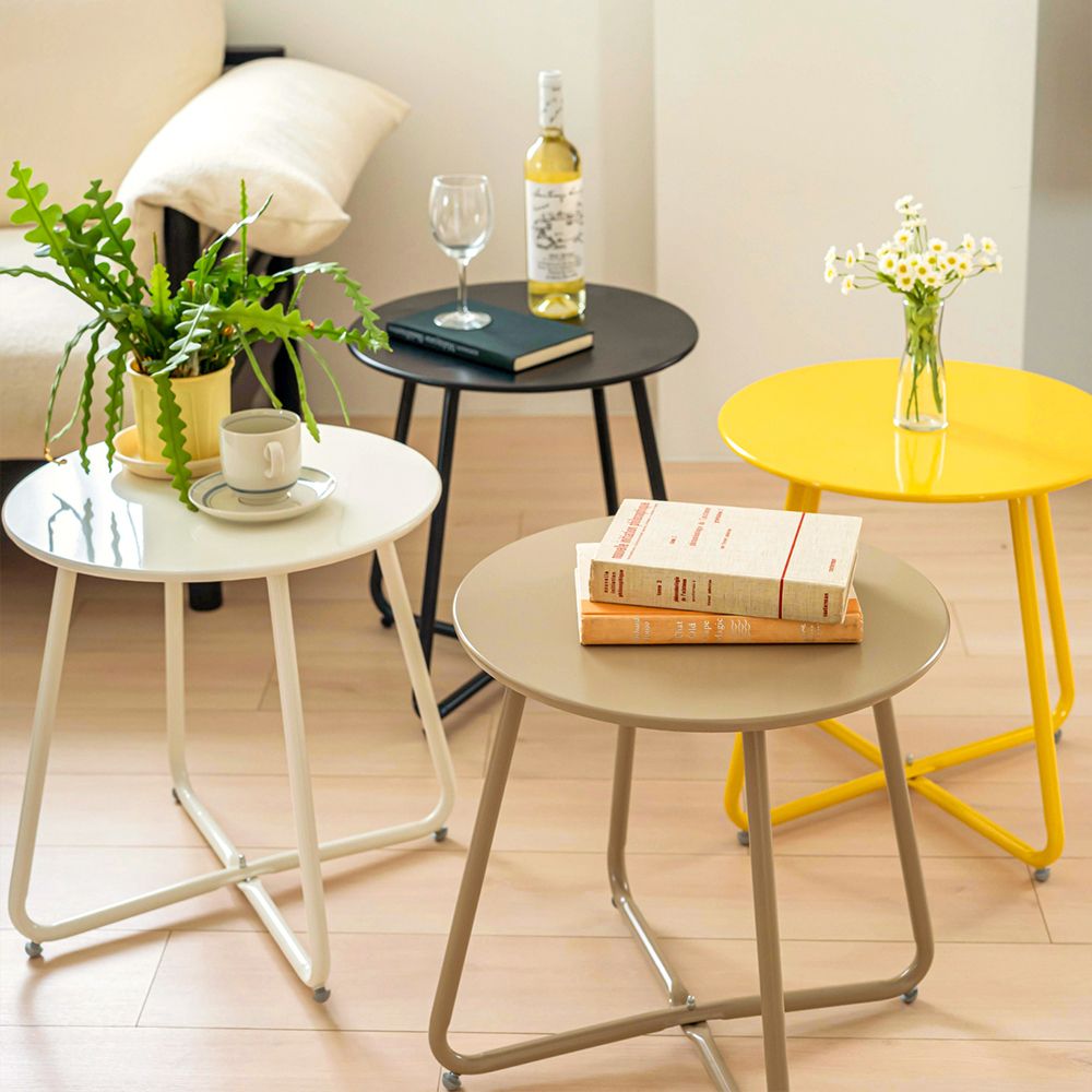 조립식 미니 철제 원형 사이드테이블 빈티지 거실협탁 블랙