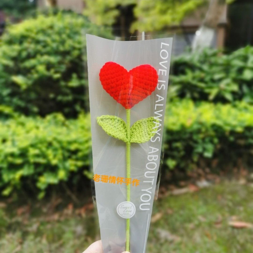 하트 뜨개꽃 실뜨개꽃 니트꽃 뜨개질 핸드메이드 졸업식 어버이날 기념일 시들지않는 꽃 꽃다발 - 상세 이미지 3