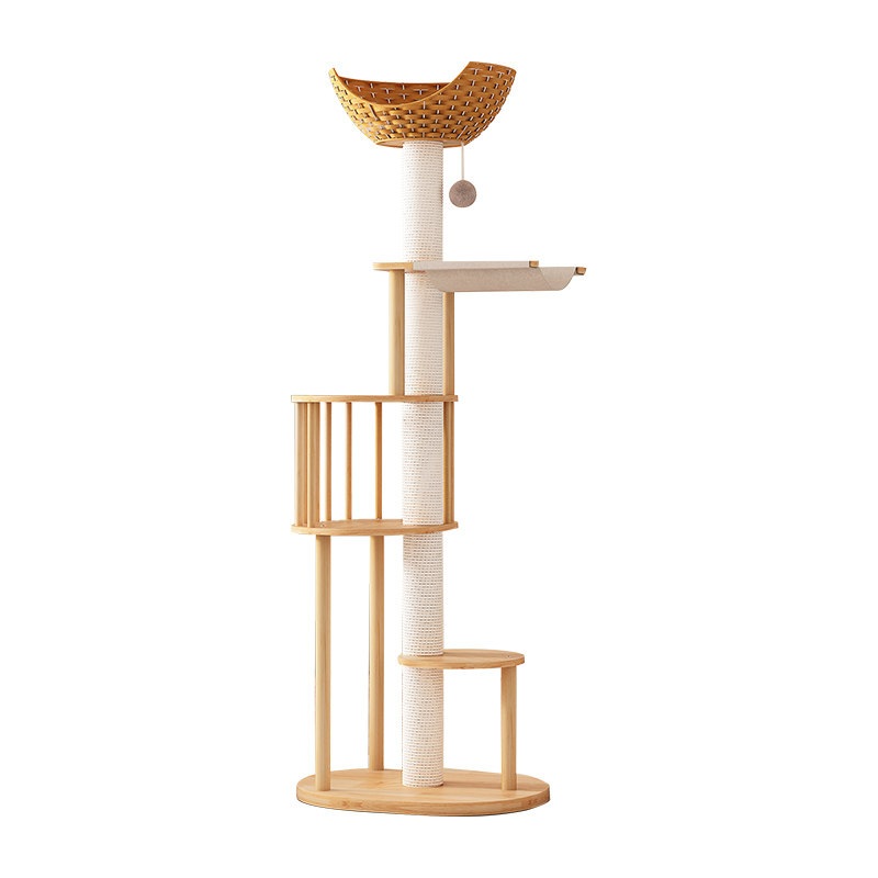 대형 캣타워 냥이 럭셔리 원목 스크래쳐 기본형 캣폴 고퀄리티 세트 호텔 5단 기본 해먹 - 상품 이미지