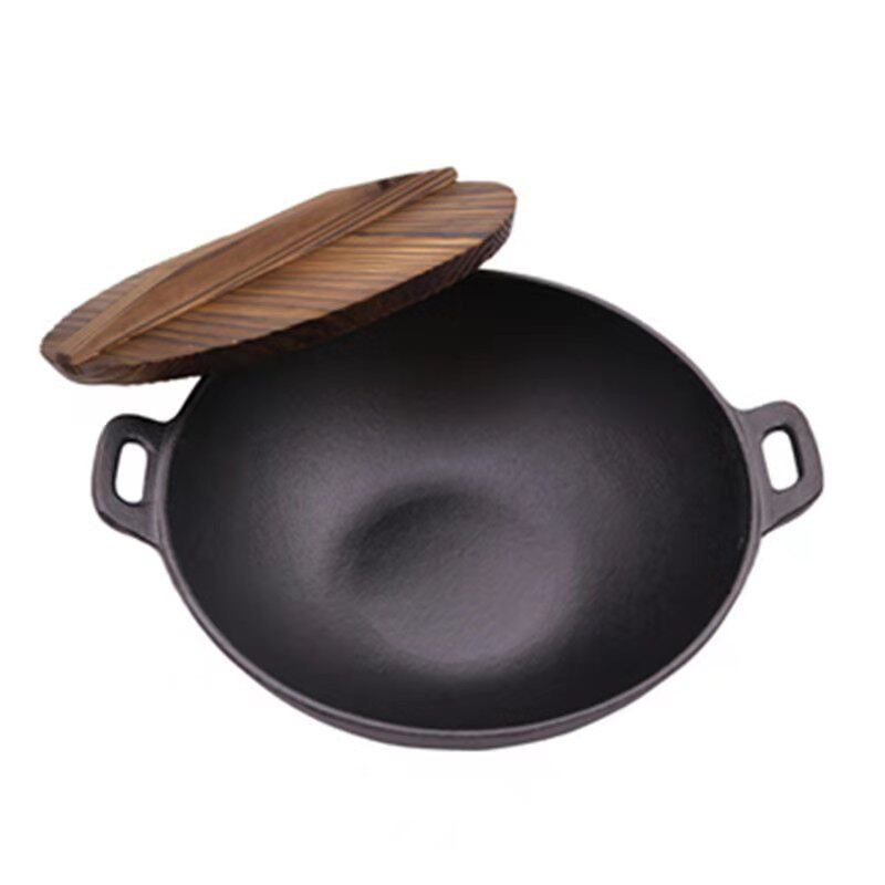 웍 무쇠 주철 통주물 양손 깊은 궁중팬 볶음튀김 인덕션 캠핑 만능 24cm 1인용 싱글 웍 이미지 6