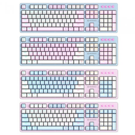 마이크로닉스 MANIC EX580 광축 크리스탈 게이밍 키보드 (파스텔블루, 핑크)