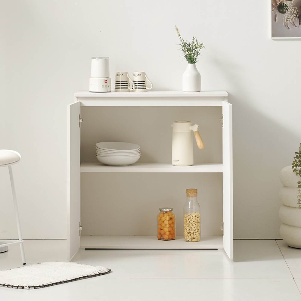 업트 홈카페 주방수납장 맘마존 보조 틈새 커피머신선반 800x400x800mm, 2단, 화이트 - 상세 이미지 2