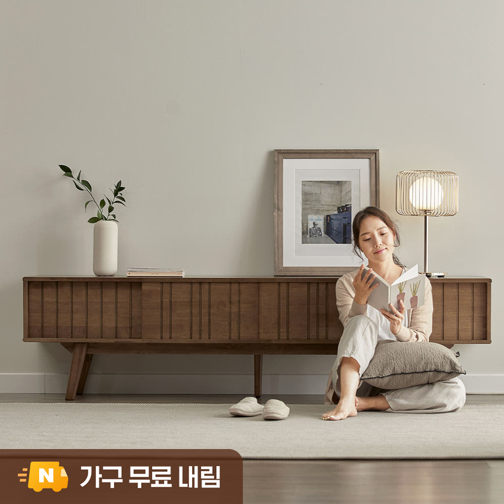 [무료배송] 고무나무 원목 로렌 2000 높은 TV 거실장